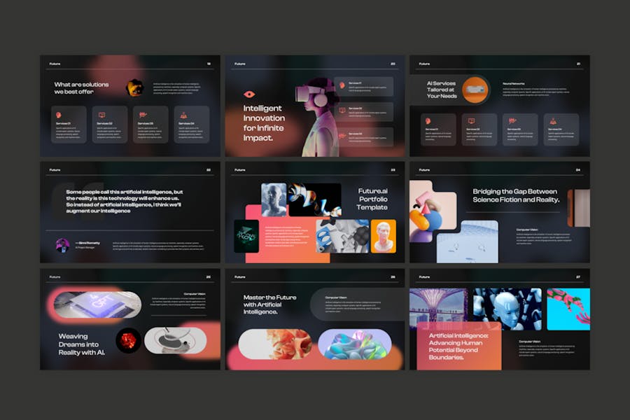 未来人工智能AI生成对话Keynote模板 - 顶尖PPT