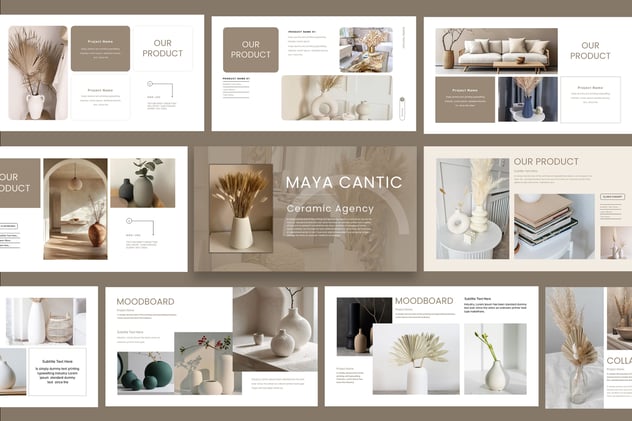 极简文艺风格家居布置PPT模板 - 顶尖PPT