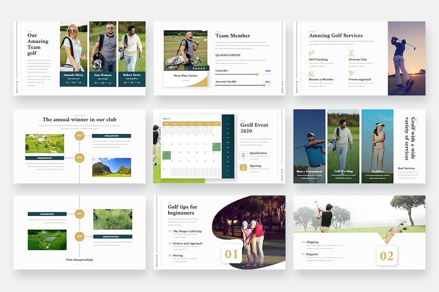 高尔夫俱乐部体育运动keynote模板 - 顶尖PPT
