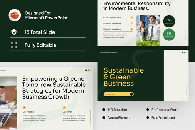 可持续与绿色商业服务PPT模板 - 顶尖PPT