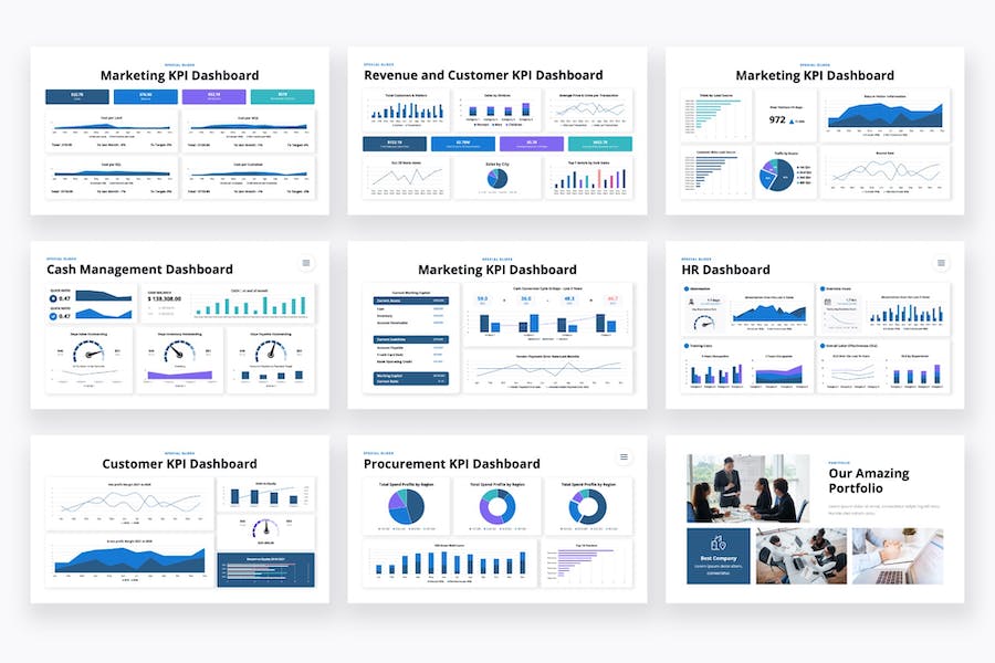 数据KPI仪表板PPT模板 - 顶尖PPT