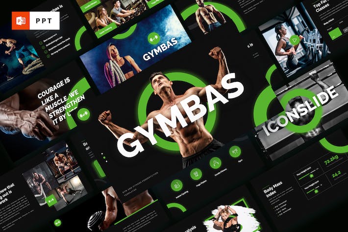体操健身房介绍项目展示PPT模板 - 顶尖PPT