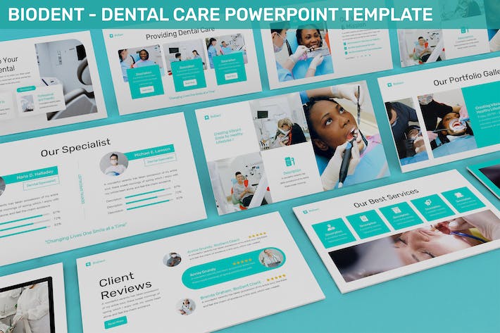 简约大气牙齿牙科护理主题PPT模板 - 顶尖PPT