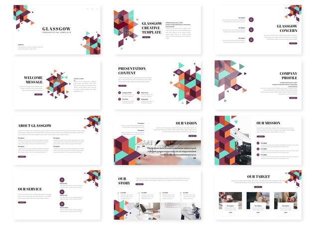 创意菱形组合设计keynote模板 - 顶尖PPT