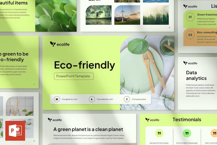 极简小清新环保主题PPT模板 - 顶尖PPT
