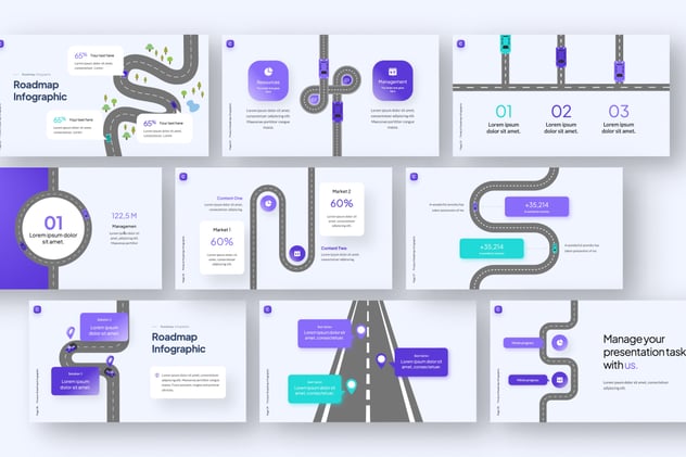 产品发展路线图规划时间轴信息图形Keynote模板 - 顶尖PPT