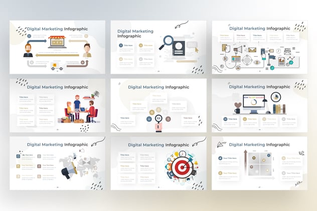 涂鸦风格数字营销图形插画keynote模板 - 顶尖PPT