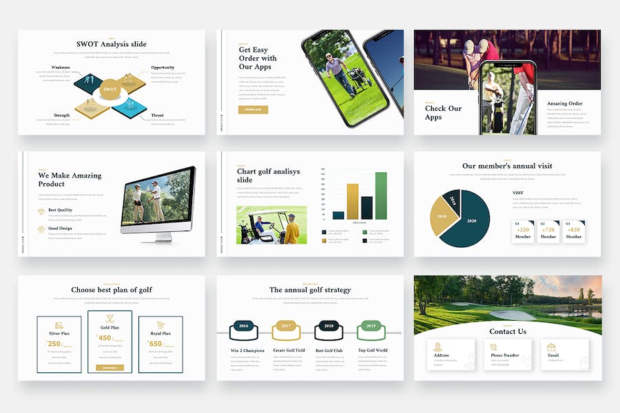 高尔夫俱乐部体育运动keynote模板 - 顶尖PPT