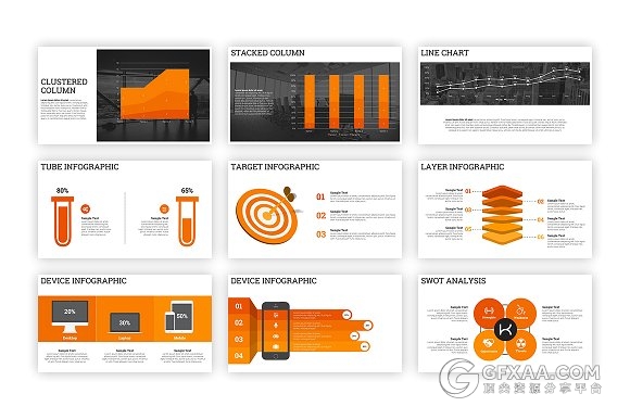 80多页橙色企业商务多用途PPT模板 - 顶尖PPT