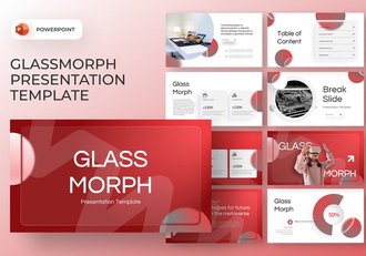 玻璃形态执行商务风格PPT模板 - 顶尖PPT