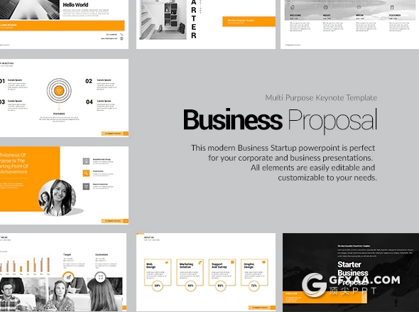 118页扁平化欧美商务风格年终工作汇报ppt模板 多种主题配色 - 顶尖PPT