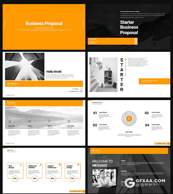 118页扁平化欧美商务风格年终工作汇报ppt模板 多种主题配色 - 顶尖PPT