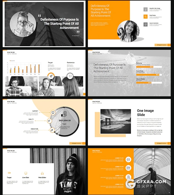 118页扁平化欧美商务风格年终工作汇报ppt模板 多种主题配色 - 顶尖PPT