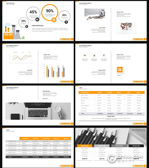 118页扁平化欧美商务风格年终工作汇报ppt模板 多种主题配色 - 顶尖PPT