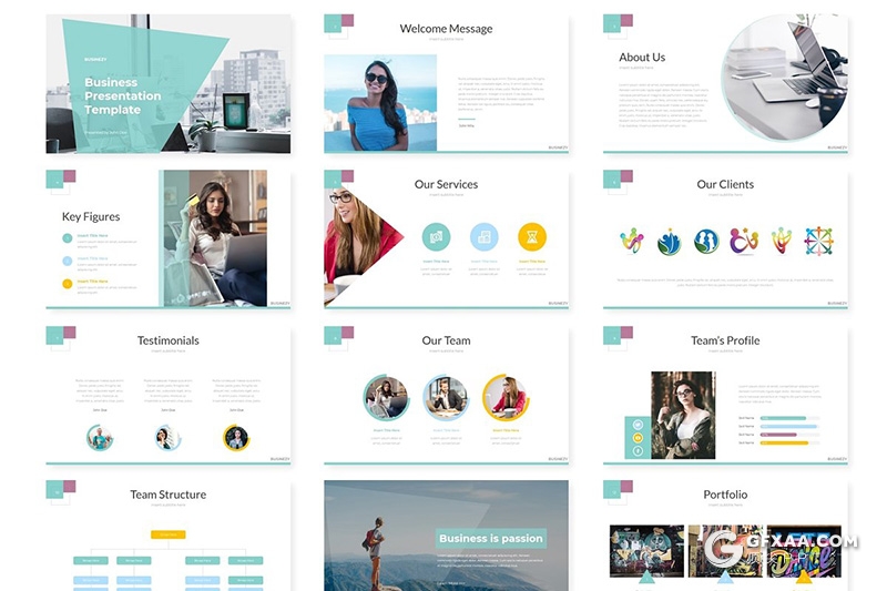 31页多色搭配设计欧美商务工作总结汇报ppt模板 5种配色方案 - 顶尖PPT
