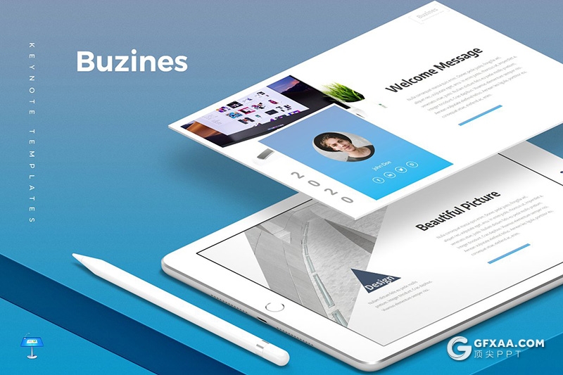 31页蓝色个人工作总结商务多用途keynote模板 5种配色 - 顶尖PPT