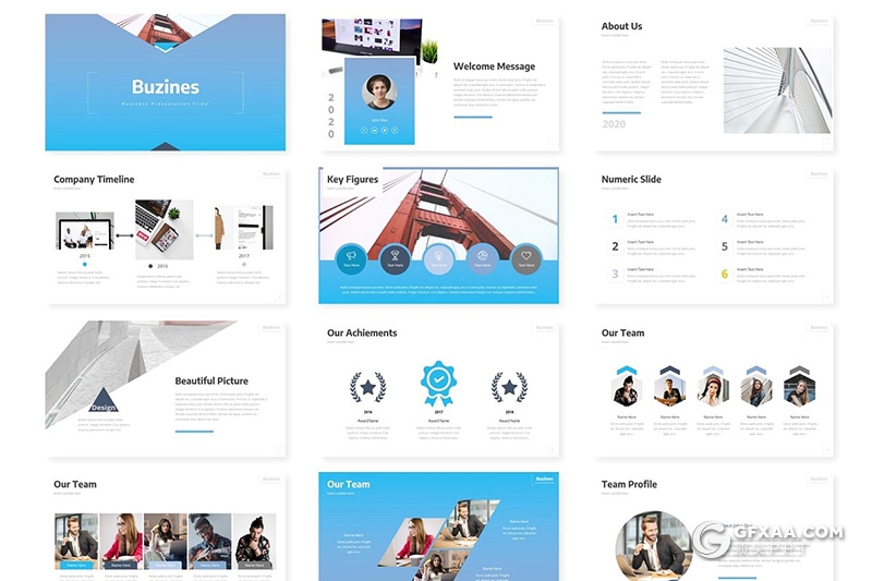 31页蓝色个人工作总结商务多用途keynote模板 5种配色 - 顶尖PPT