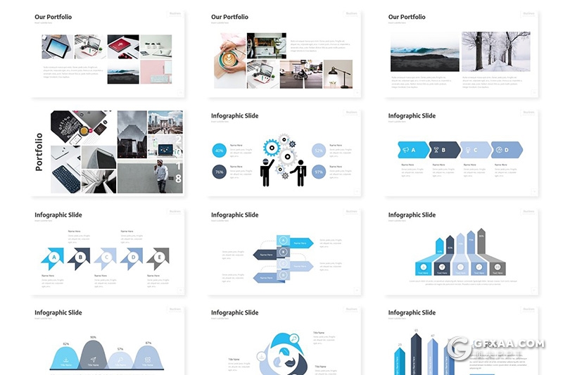 31页蓝色个人工作总结商务多用途keynote模板 5种配色 - 顶尖PPT