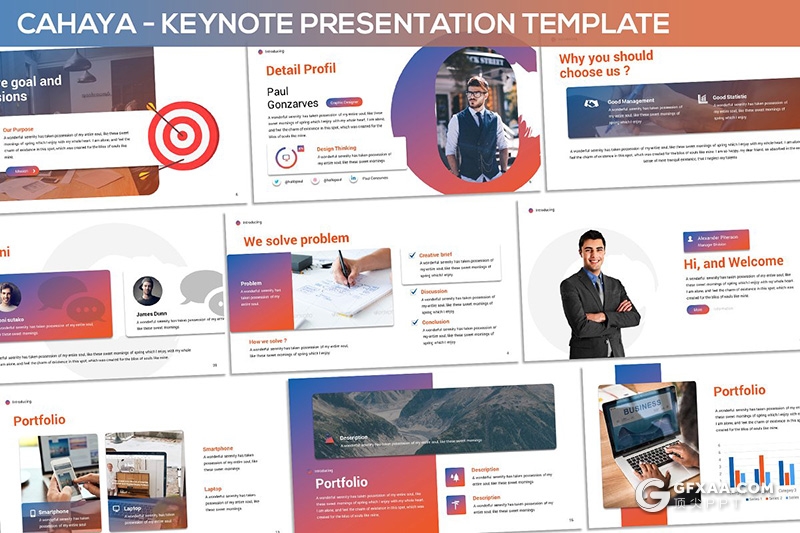 30页渐变风格国外商务高逼格keynote模板 3种配色2种尺寸 - 顶尖PPT