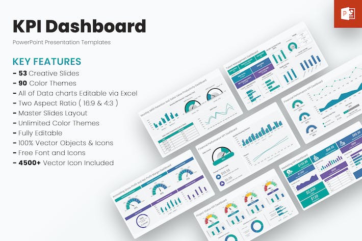 KPI绩效数据分析图形监控PPT模板 - 顶尖PPT