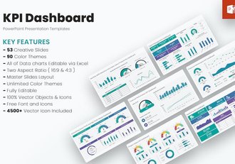 KPI绩效数据分析图形监控PPT模板 - 顶尖PPT