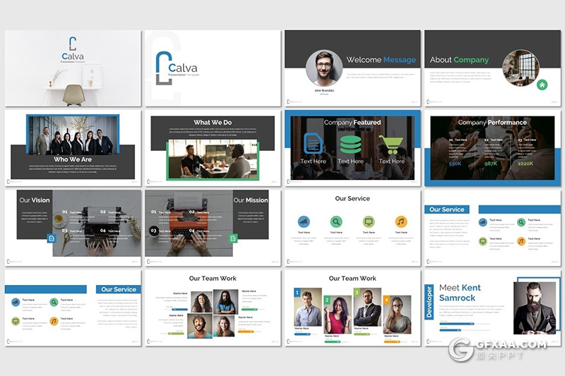 32页商务风格年终汇报工作计划Google slides模板 5种配色 - 顶尖PPT
