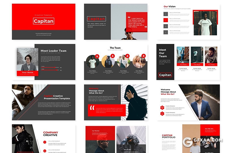 30页扁平化男人装服饰展示分析统计keynote模板 5种配色方案 - 顶尖PPT