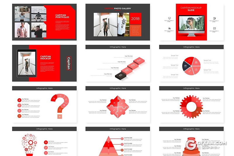 30页扁平化男人装服饰展示分析统计keynote模板 5种配色方案 - 顶尖PPT