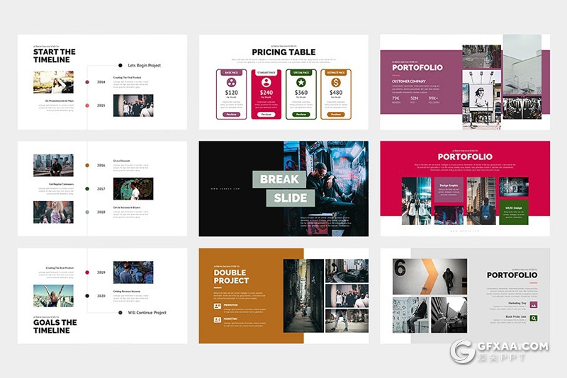 62页彩色摄影图片展示扁平化商务通用PPT模板 - 顶尖PPT