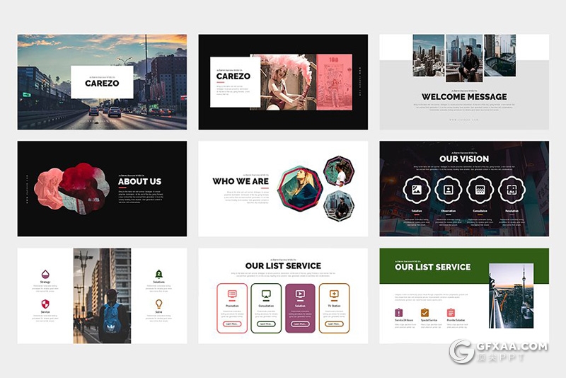 62页彩色摄影图片展示扁平化商务通用PPT模板 - 顶尖PPT