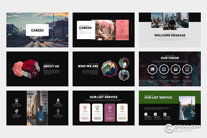 62页彩色摄影图片展示扁平化商务通用PPT模板 - 顶尖PPT