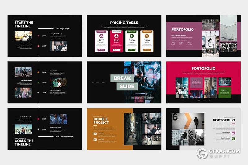 62页彩色摄影图片展示扁平化商务通用PPT模板 - 顶尖PPT