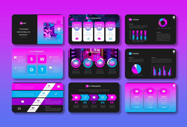 网络科技品牌创意视觉PPT模板 - 顶尖PPT