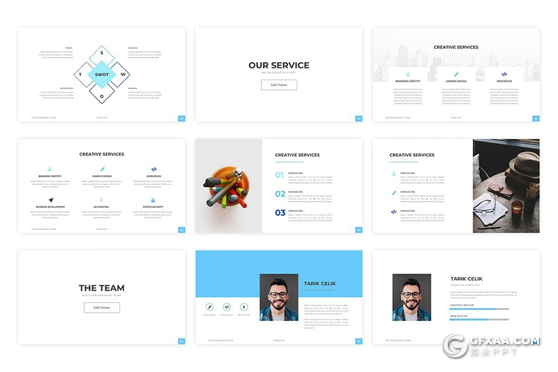 49页蓝色简约商务PPT办公环境工作总结ppt模板 - 顶尖PPT