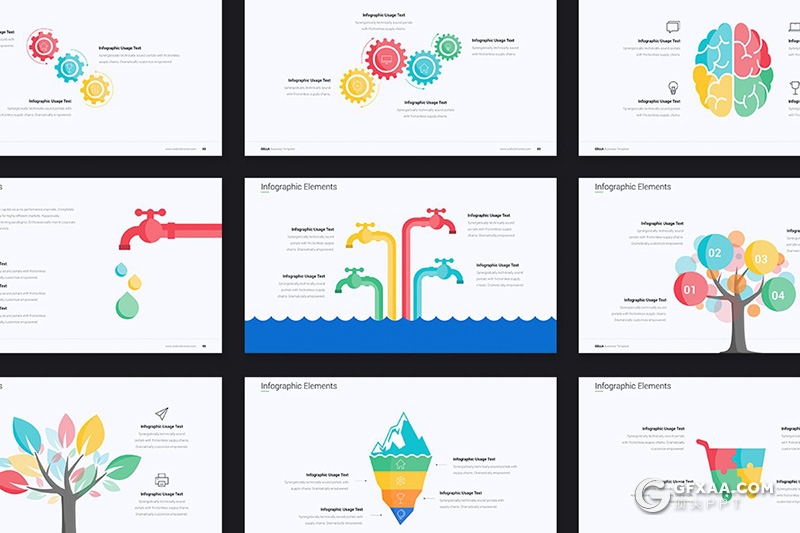128页彩色商务图形设计keynote年终工作汇报keynote模板 - 顶尖PPT