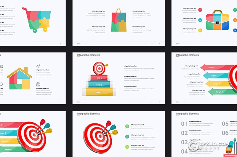 128页彩色商务图形设计keynote年终工作汇报keynote模板 - 顶尖PPT