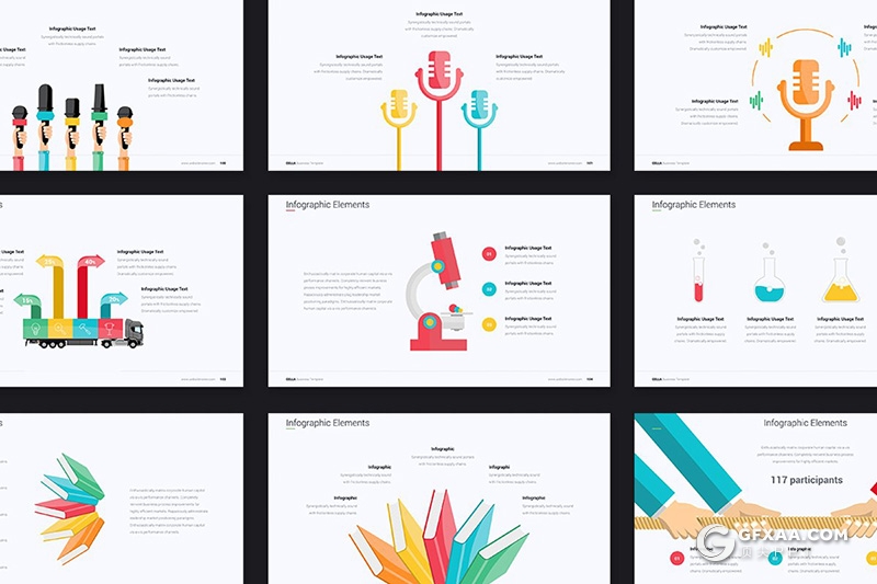 128页彩色商务图形设计keynote年终工作汇报keynote模板 - 顶尖PPT