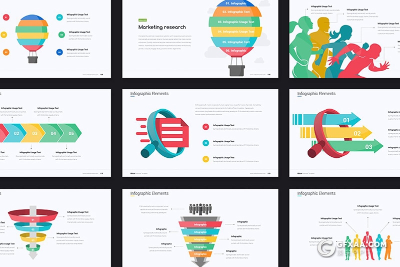 128页彩色商务图形设计keynote年终工作汇报keynote模板 - 顶尖PPT