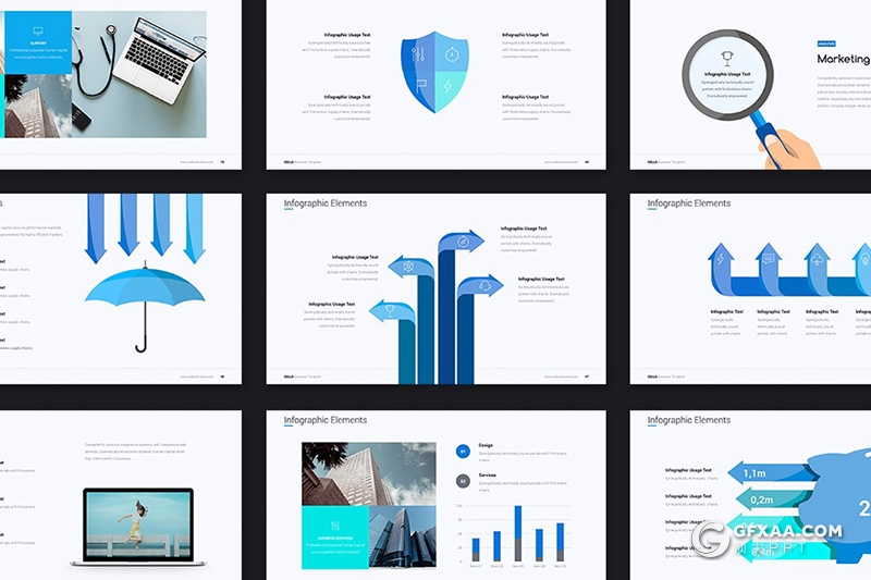 128页彩色商务图形设计keynote年终工作汇报keynote模板 - 顶尖PPT
