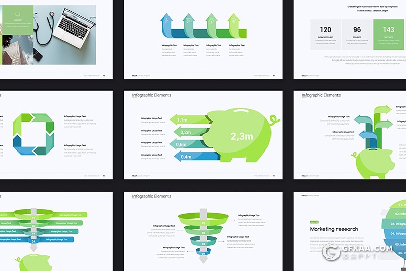128页彩色商务图形设计keynote年终工作汇报keynote模板 - 顶尖PPT