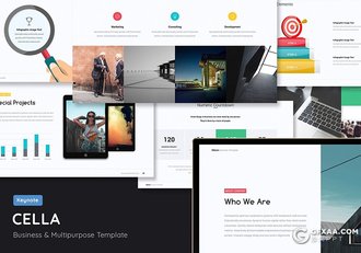 128页彩色商务图形设计keynote年终工作汇报keynote模板 - 顶尖PPT