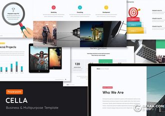 128页彩色商务图形设计ppt年终工作汇报PPT模板 - 顶尖PPT