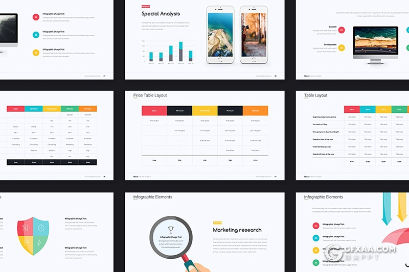 128页彩色商务图形设计keynote年终工作汇报keynote模板 - 顶尖PPT