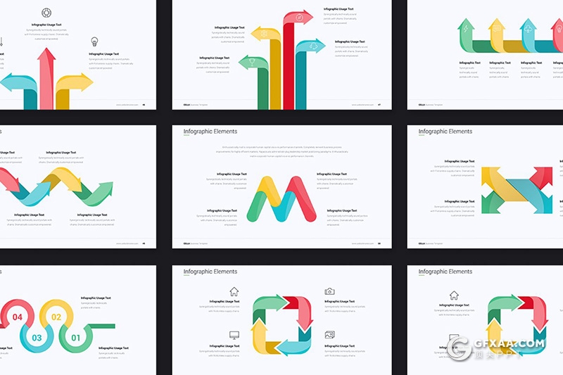 128页彩色商务图形设计keynote年终工作汇报keynote模板 - 顶尖PPT