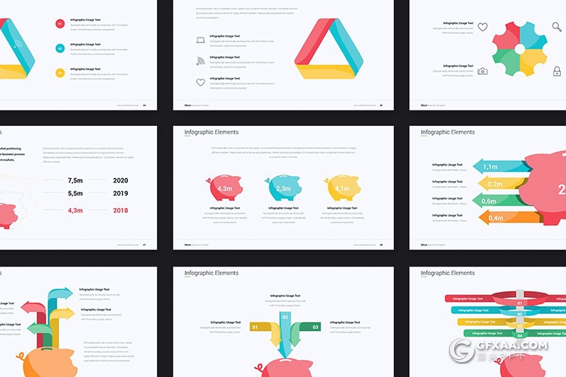 128页彩色商务图形设计keynote年终工作汇报keynote模板 - 顶尖PPT