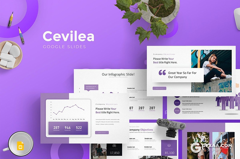 30页精美图形设计欧美商务Google slides模板 5种主题配色 - 顶尖PPT