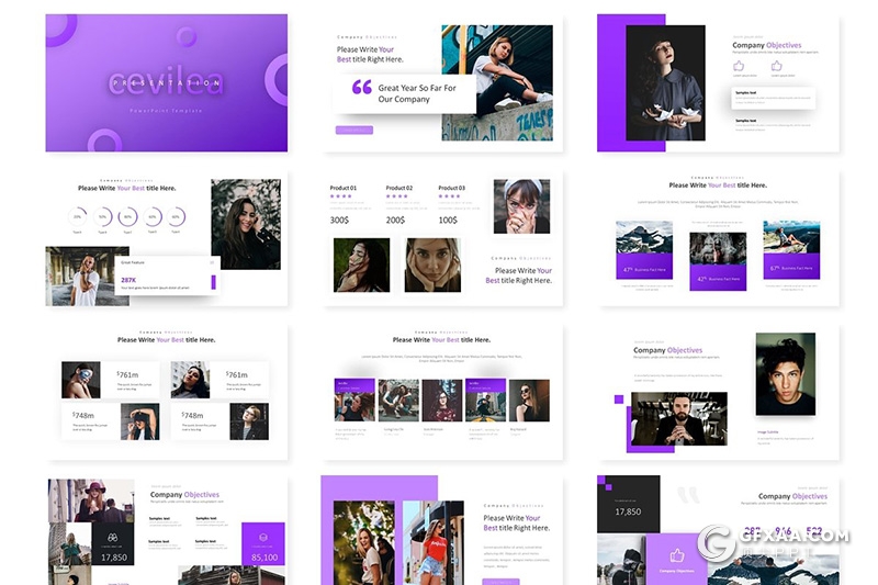 30页精美图形设计欧美商务Google slides模板 5种主题配色 - 顶尖PPT