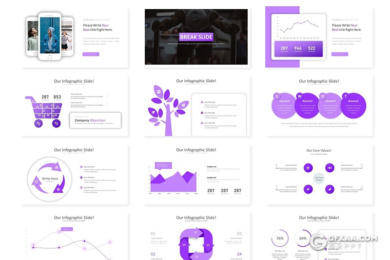 30页精美图形设计欧美商务Google slides模板 5种主题配色 - 顶尖PPT