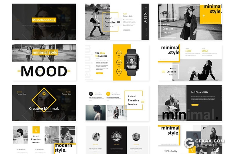 30页时尚模特摄影展示数据分析keynote模板 5种主题配色 - 顶尖PPT