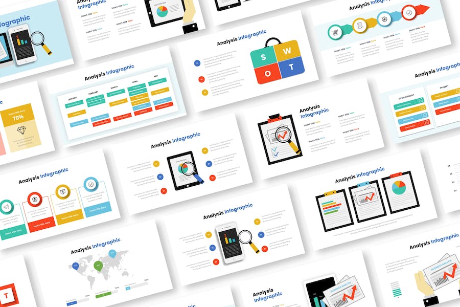 swot数据分析信息图PPT模板 - 顶尖PPT